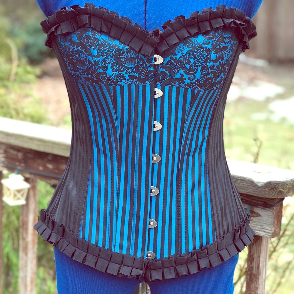💙NWT SEXY METALLIC BLUE & BLACK CORSET💙